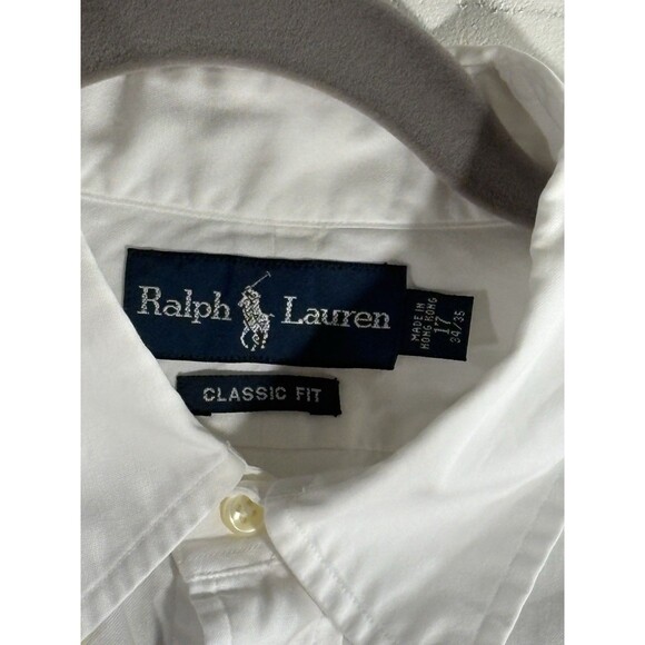 Ralph Lauren Black Label White Button Down Classic Fit Men Shirt Size 17,  34/35 - Picture 10 of 10